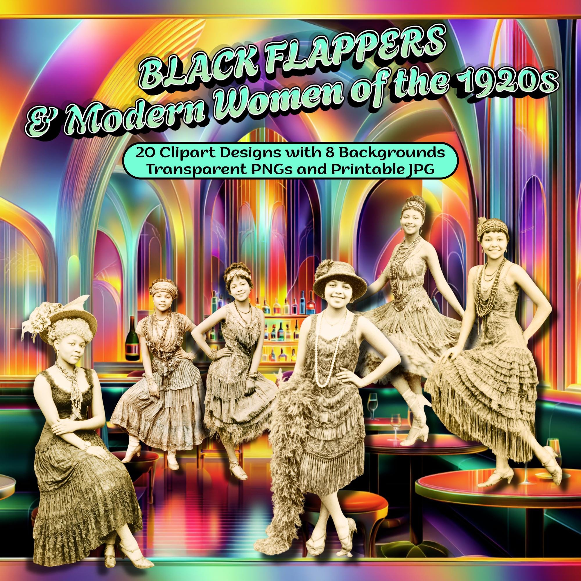 Black Flapper Clipart: 1920s Art Deco PNG JPG (digital Download) - Etsy
