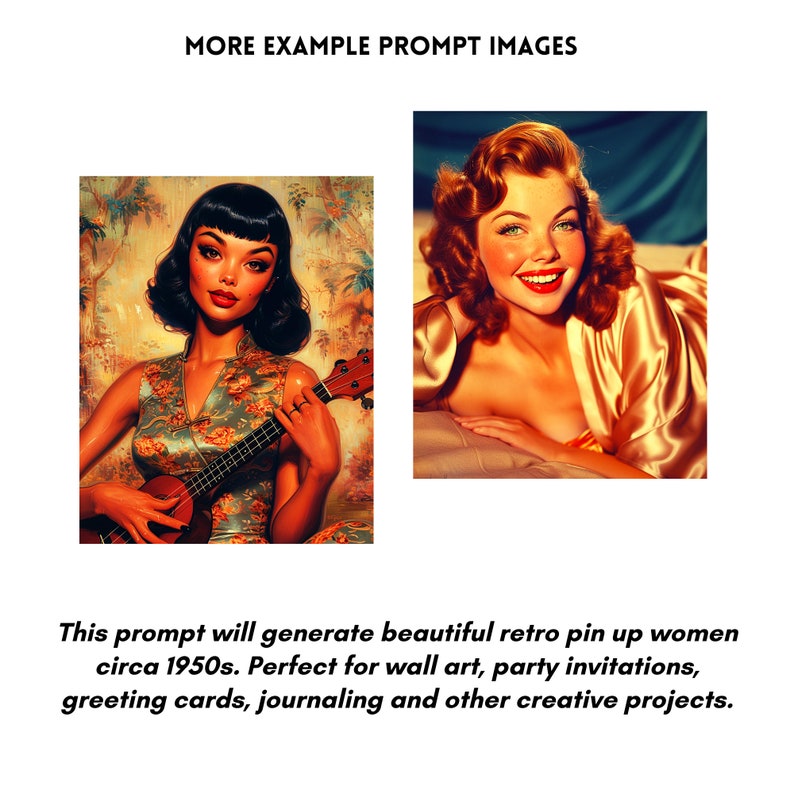 Midjourney Prompt Retro Pinup Ladies Sexy Art Prompt Customizable 100 Prompts All Skill Levels DALL-E3 Stable Diffusion Digital Download image 5