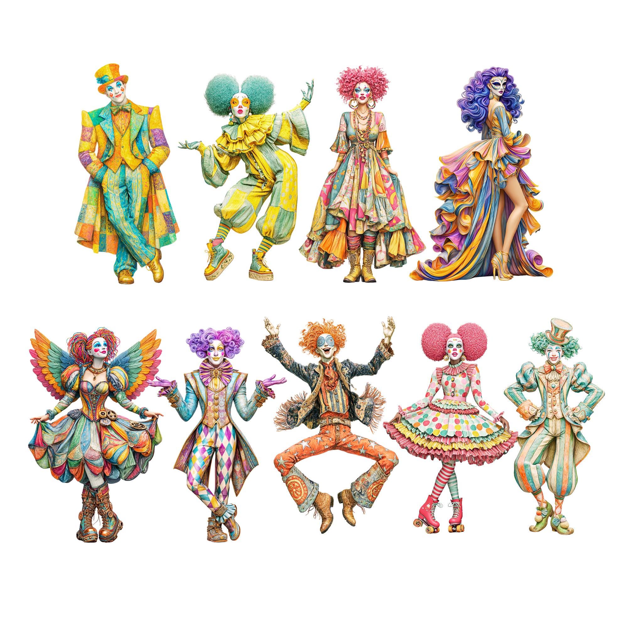 Whimsical Rococo Men Rococo Clipart: Whimsical People, Seamless Backgrounds (PNG, JPG ...
