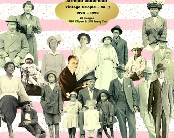 Vintage African American Paper Dolls: 1920s Clipart Set (Digital Download)