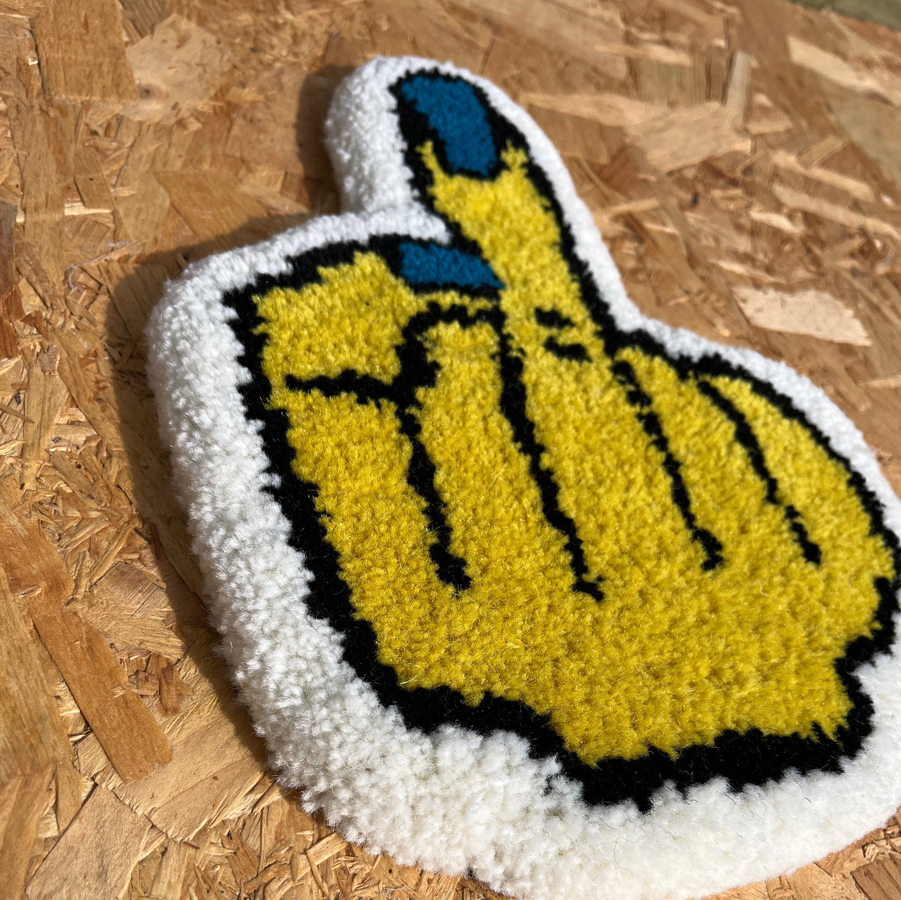 Yellow Middle Finger With Blue Nails Handmade Tufted Rug - Etsy Australia