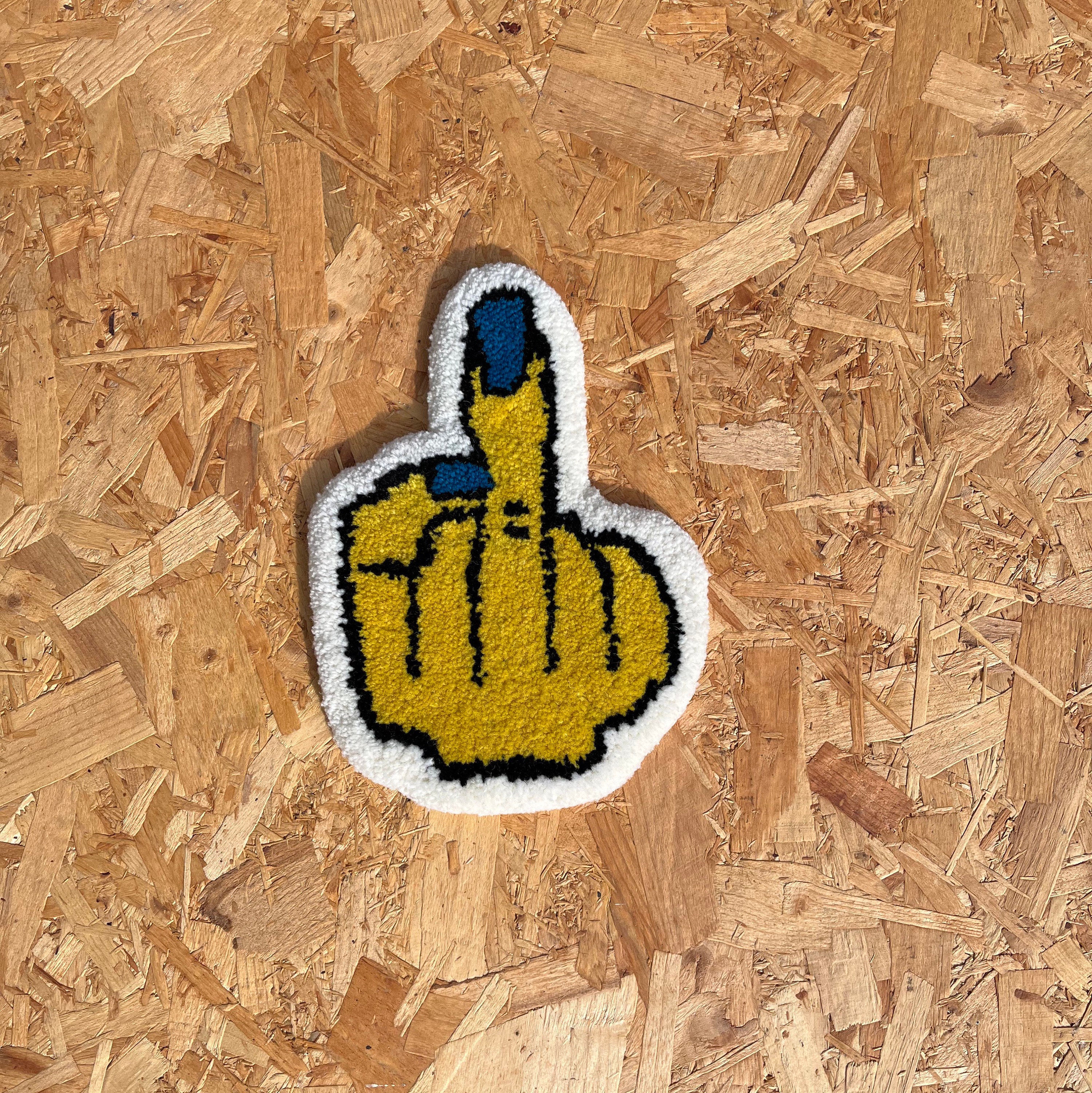 Yellow Middle Finger With Blue Nails Handmade Tufted Rug - Etsy Australia