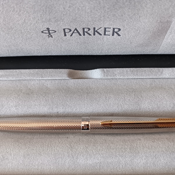 Stylo à bille Parker 75 grain d'orge plaqué argent