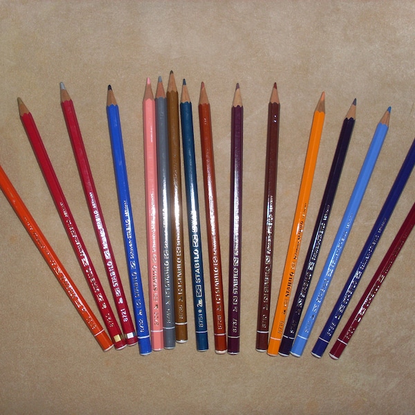 Vintage Stabilo Schwan Colored Drawing Pencils from 70s (16 pcs)