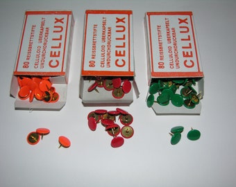 Vintage Push Pins German Colourful in Original Box - Cellux (240pcs)