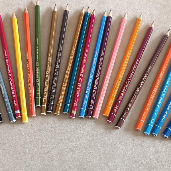 Highly collectible Stabilo Schwan Colored Drawing Pencils from 70s (24 pcs)
