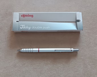 Rotring Tikky Full Metal Double Push portamine 0,5 mm Argento con scatola originale.