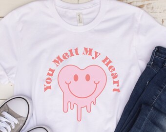 You Melt My Heart T-Shirt, Cute Happy Valentines Day Gift for Girlfriend/Boyfriend, Women's Graphic Tee