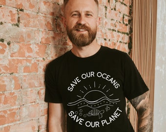 Save Our Oceans Shirt, Planet Earth Awareness T-shirt, Graphic Apparel Earth Tee, Turtle Shirt, Earth Day Gift, Clean the Seas Shirt, Sea