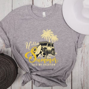 Fun Summer Graphic T-Shirt, Hello Summer Vacation Shirt, Beach Paradise, Yellow Jeep T-shirt, Summer Vibes Shirt Fashion image 10