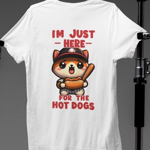 Just Here for the Hot Dogs Kawaii Corgi Baseball Mom Tee: Cute Baseball Shirt for Women, Perfect Baseball Outfit Gift image 1