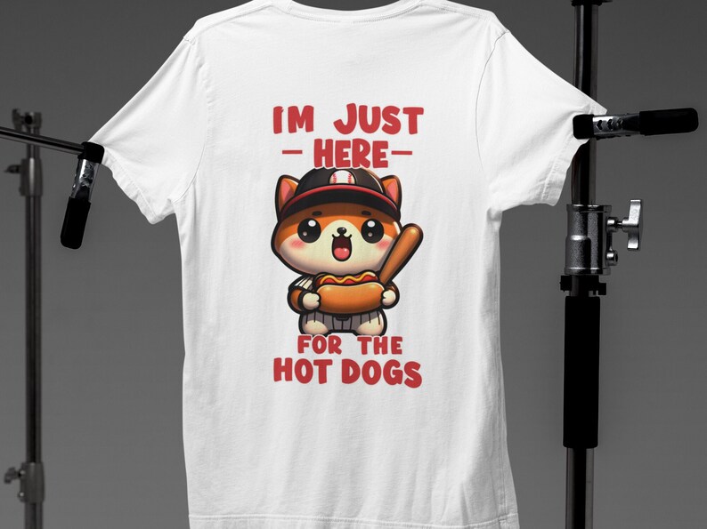 Just Here for the Hot Dogs Kawaii Corgi Baseball Mom Tee: Cute Baseball Shirt for Women, Perfect Baseball Outfit Gift image 1