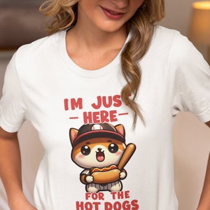 Just Here for the Hot Dogs Kawaii Corgi Baseball Mom Tee: Cute Baseball Shirt for Women, Perfect Baseball Outfit Gift image 8