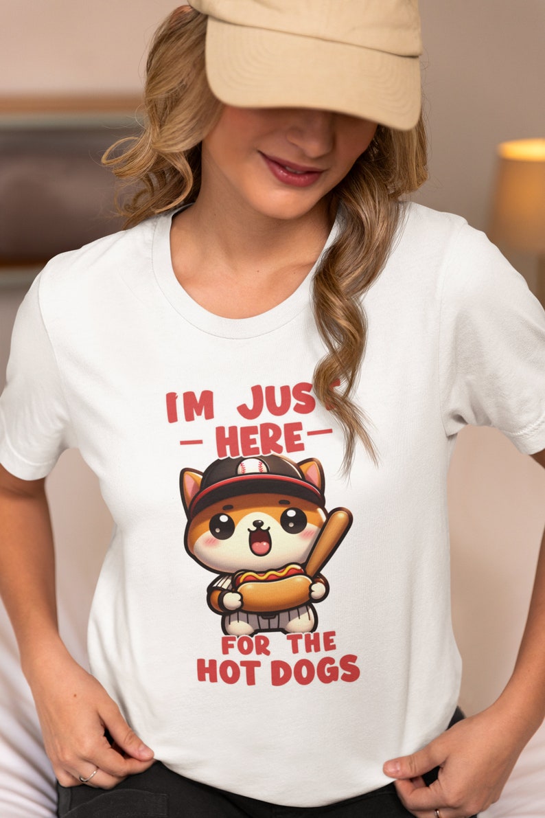 Just Here for the Hot Dogs Kawaii Corgi Baseball Mom Tee: Cute Baseball Shirt for Women, Perfect Baseball Outfit Gift image 8