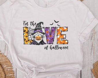 Halloween Gnome LOVE T-Shirt, For the Love of Halloween Spooky Babe Shirt, Gift for Halloween Lover Aesthetic Autumn Tshirt