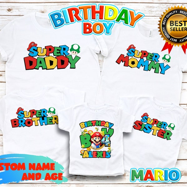 Mario kart birthday shirt,Super Mario birthday shirt, happy birthday mario tee shirts, Custom birthday shirt Mario Bros,mario shirt