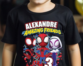 Spiderman Birthday Shirt, Spidey and his Amazing Friends Tshirt, Personalized shirt, Spidey Family Birthday Shirt, Ghost Spider, Spider tee