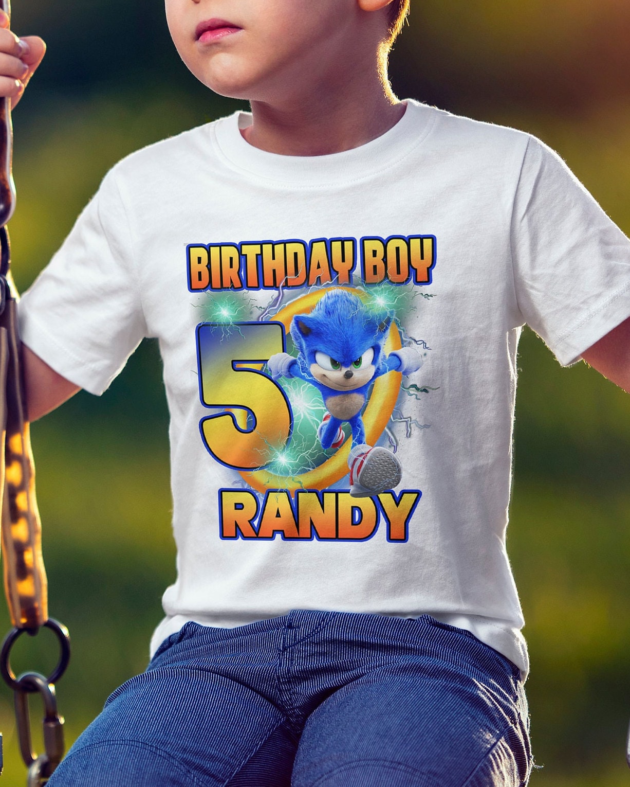 Sonic T Shirt Personalized Family Birthday Custom Name Age Kids Youth