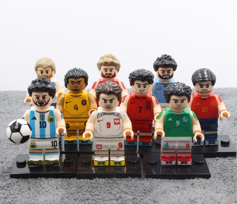 3D MOC Custom Made Best World Cup Soccer Football Player Figure Set