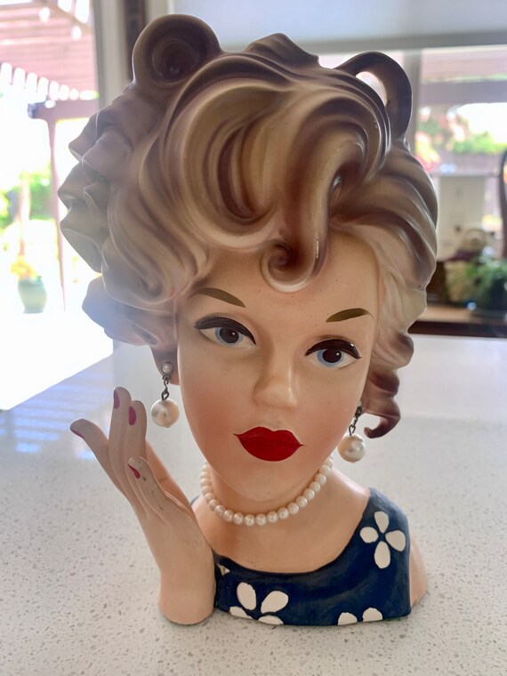 Vintage BRINNS T1821 Lady Head Vase Figurine Etsy