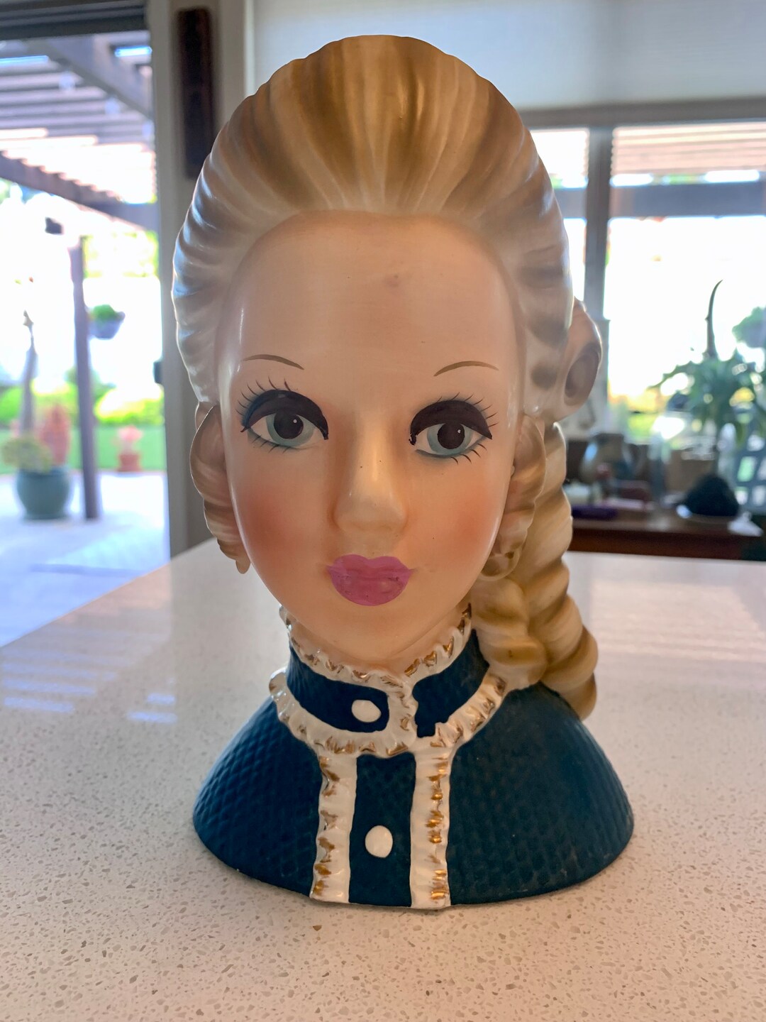 Vintage ENESCO high Teen Lady Head Vase Figurine Etsy