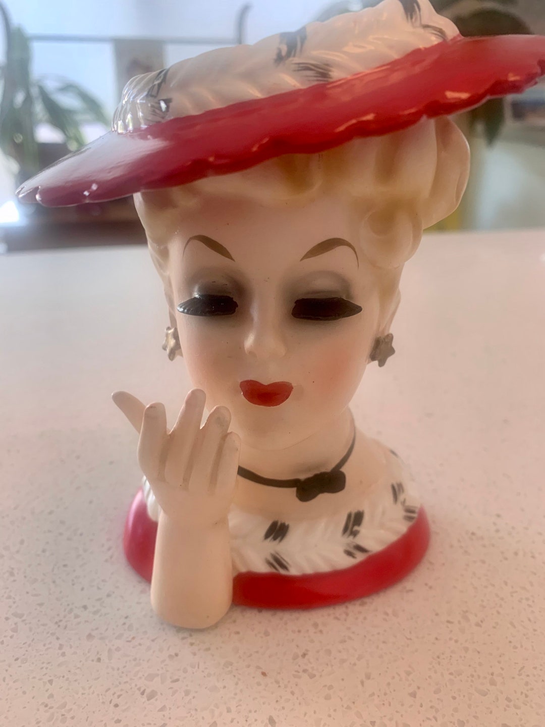 Vintage 1961 NAPCO CX4900A Christmas Lady Head Vase Etsy