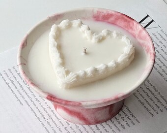 Decorative 100% Pure Soy Candle Pedestal Bowl Heart Gift