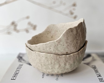 Decorative Irregular Bowl Handmade Speckled Beige