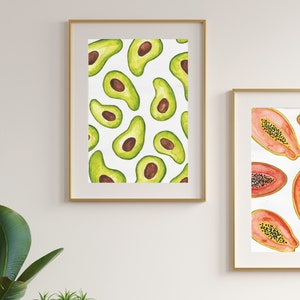 A3 Tropical Avocado Watercolor Fine Art Print ･ Colourful Wall Art ･ Hand Painted Home Décor