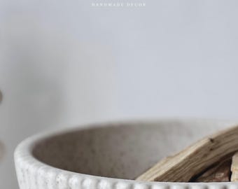SERRA Large Handmade Ribbed Bowl: Decorative Trinket Dish