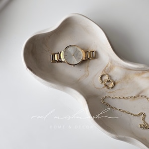 ONDÉ Wavy Trinket Tray: Marble Shelf Decoration, Handmade Key Dish