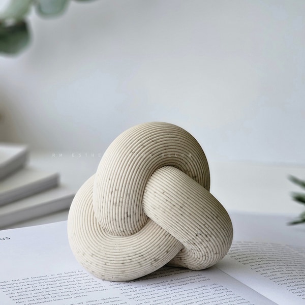 Sculpture Knot Decorative Handmade Ornament | Shelf Decor | Sphere Letter Press | Geometric Decoration | Work Gifts | Concrete Paperweight