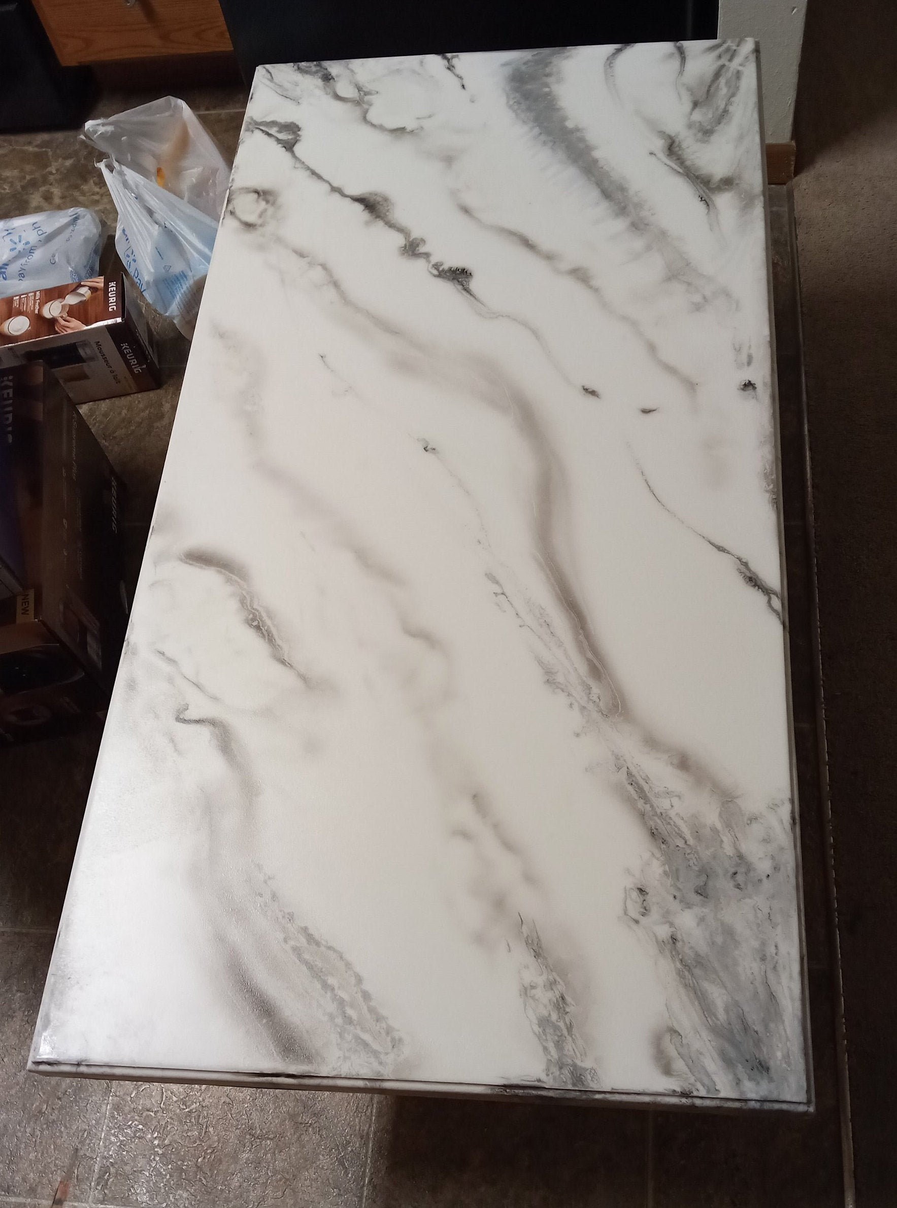 Faux Carrera Marble Resin Coffee Table tabletop Only - Etsy UK