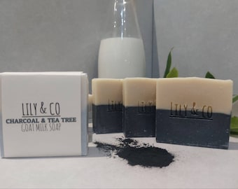 Charcoal & Tea Tree Handmade Goat Milk Soap Bar - suitable for Sensitive skin, excema, Psoriasis | Natural Soap | Essential Oils