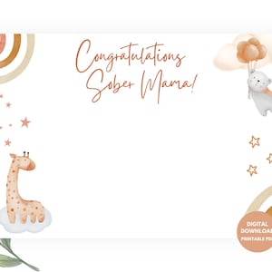 Téléchargement numérique - Carte FÉLICITATIONS SOBER MAMA | Nouvelle carte bébé | Carte de bienvenue de maman sobre | Carte-cadeau Félicitations Sobriété pour femme