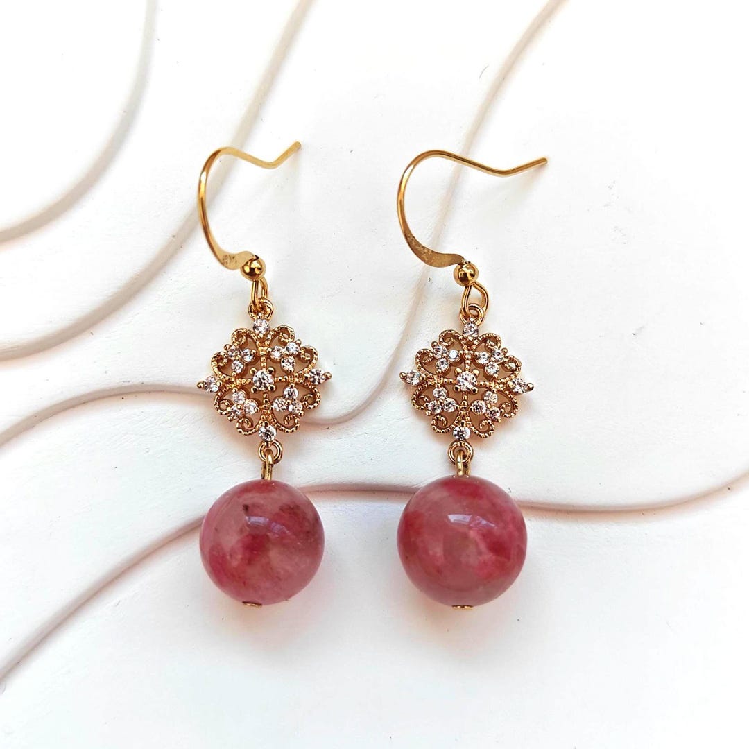 Sakura Rhodonite Earrings, 50th Birthday Gifts for Her, January ...