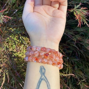 Fire Quartz / Hematoid Quartz Bracelet 9-10mm
