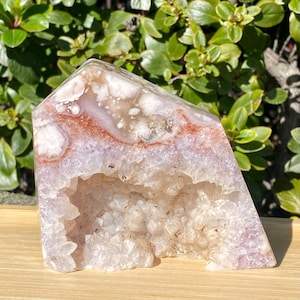 Flower Agate with Pink Amethyst/ Large Flower Agate Freeform with Pink Amethyst/ Flower Agate Statement Piece