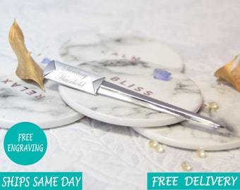 Personalised Engraved Stainless Steel Letter Opener - Elegant Silver Gift for Christmas, Father's Day, Grandad, Boyfriend & Men