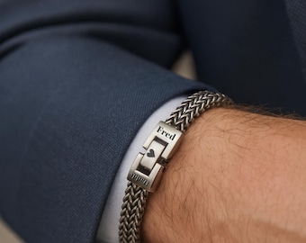 Men's Personalised Stainless Steel Bracelet · Engraved · Stainless Steel · Hidden Message · Christmas Gift for Him