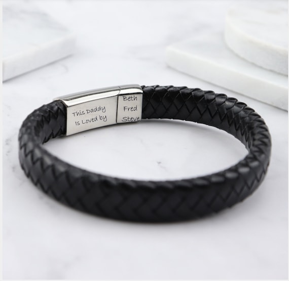 Buy Personalised Mens Bracelet Engraved Leather Bracelet Gifts for Him Man  Dad Boyfriends Custom Gift for Birthday Anniversary Christmas Wedding  Online in India - Etsy