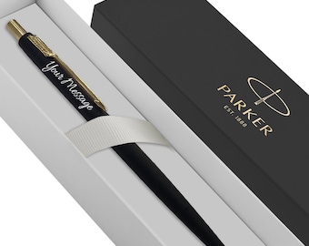 Personalised Engraved Parker Classic Ball Pen - Matte Black Gold -Christmas Gift Fathers Day - Boyfriend Wedding For Him Her Groomsman