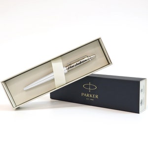 Gepersonaliseerde gegraveerde Parker Jotter balpen - wit - Vaderdagcadeau - vriend vriendin bruiloft voor hem haar bruiloft stalknecht Kerstmis