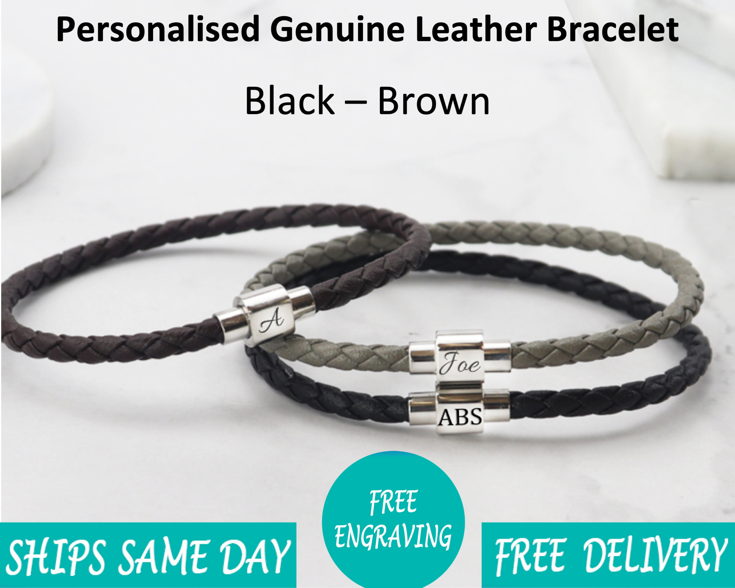 Bracciale In Pelle Intrecciata Con Chiusura In Acciaio 316L - Unisex, Regalo Perfetto