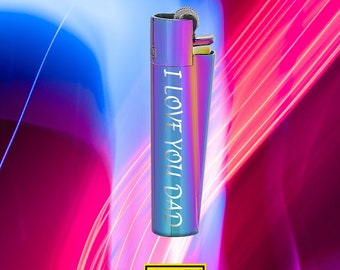 Personalised Lighter Engraved Metal Clipper - Custom Birthday, Christmas & Fathers Day Gift for Men in Silver, Black, Blue Rose Gold