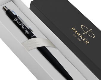 Personalised Engraved Parker Classic Ball Pen - Matte Black Silver -Christmas Gift Fathers Day - Boyfriend Wedding For Him Her Groomsman