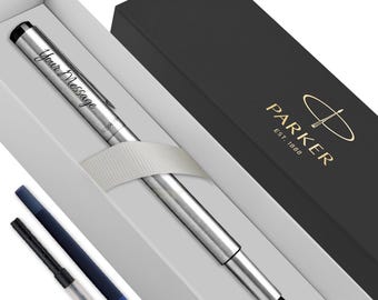 Personalised Engraved Parker Vector Fountain Pen - Silver -Christmas Gift Fathers Day - Boyfriend Wedding For Him Her Groomsman