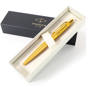 Bolígrafo Parker Jotter grabado personalizado - Oro - Regalo de Navidad Día del Padre - Novio Novia Boda para él Su padrino