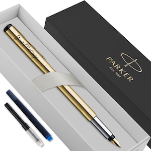 Gepersonaliseerde gegraveerde Parker Vector-vulpen - goud - kerstcadeau Vaderdag - vriendje bruiloft voor hem haar stalknecht