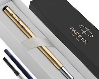 Personalisierter gravierter Parker Vektor Füllfederhalter - Gold - Weihnachtsgeschenk-Vatertag - Freund-Hochzeit für ihn ihr Trauzeuge